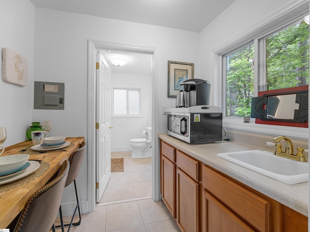 380 Montagu Dr, Spartanburg, SC 29301 - bathroom featuring vanity, toilet, tile patterned floors, and plenty of natural light