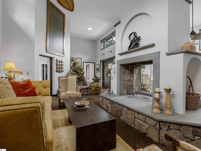 380 Montagu Dr, Spartanburg, SC 29301 - living area with a towering ceiling, recessed lighting, and light wood finished floors