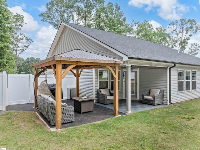 197 Falling Creek Rd, Spartanburg, SC 29301 - view of patio with outdoor lounge area, a gazebo, and a gate
