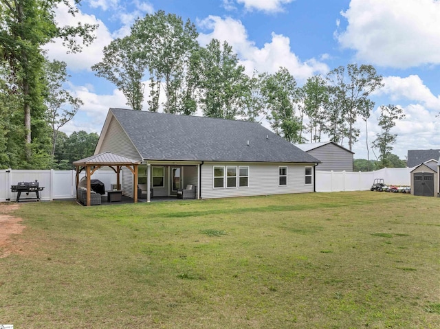 197 Falling Creek Rd, Spartanburg, SC 29301 - back of property with a gazebo, a patio, and roof with shingles