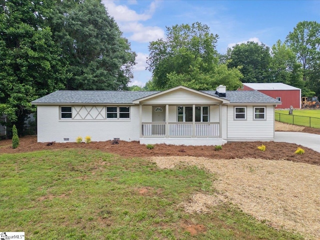 6 Pine Crest Dr, Travelers Rest, SC 29690 - ranch-style home with covered porch and roof with shingles