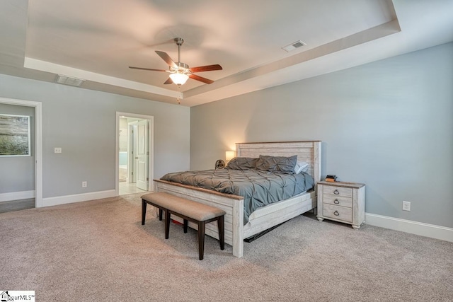 2 Stony Run Ln, Simpsonville, SC 29681 - bedroom with a raised ceiling, carpet flooring, baseboards, ceiling fan, and ensuite bath