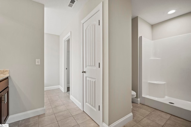 157 Deyoung Meadows Dr, Greer, SC 29651 - bathroom with vanity, tile patterned floors, toilet, and baseboards