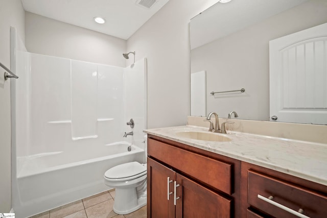 157 Deyoung Meadows Dr, Greer, SC 29651 - full bath featuring vanity, toilet, tile patterned flooring, bathtub / shower combination, and recessed lighting
