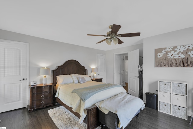 316 W Blue Ridge St, Pendleton, SC 29670 - bedroom with dark wood-style flooring and a ceiling fan