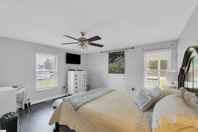 316 W Blue Ridge St, Pendleton, SC 29670 - bedroom with wood finished floors, baseboards, and ceiling fan
