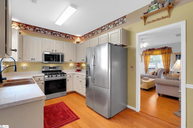 532 Cardinal Woods Way, Easley, SC 29642 - kitchen with appliances with stainless steel finishes, a sink, light wood-style floors, and light countertops