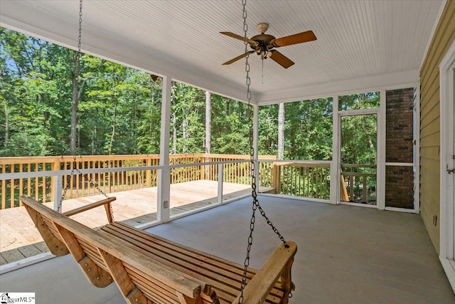 107 Cinder Creek Ln, Spartanburg, SC 29307 - unfurnished sunroom featuring a ceiling fan