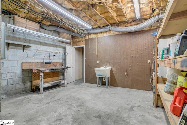 107 Cinder Creek Ln, Spartanburg, SC 29307 - unfinished basement with a workshop area and a sink
