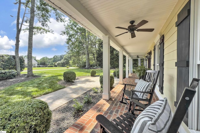 103 Brandon Way, Simpsonville, SC 29681 - covered porch featuring a ceiling fan and a yard