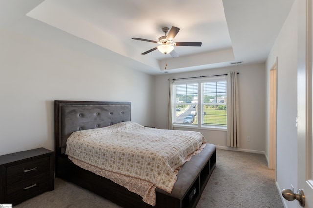 249 Samuel St, Pendleton, SC 29670 - carpeted bedroom with a tray ceiling, a ceiling fan, and baseboards