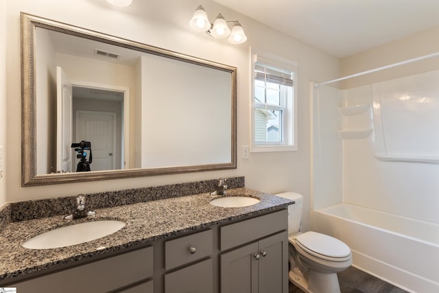 249 Samuel St, Pendleton, SC 29670 - full bath with double vanity, toilet, and shower / tub combination