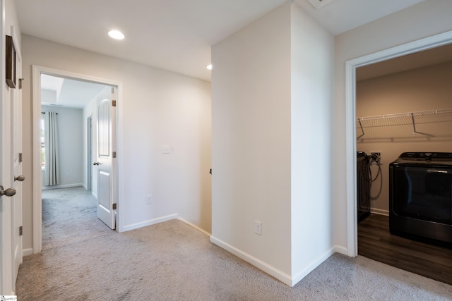 249 Samuel St, Pendleton, SC 29670 - hall with carpet, washing machine and clothes dryer, recessed lighting, and baseboards