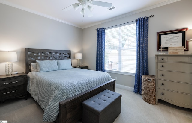 19 Edge Ct Unit A, Greenville, SC 29609 - bedroom featuring light carpet, ornamental molding, baseboards, and ceiling fan