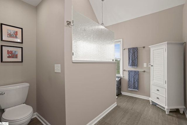 4 Jester Ct, Simpsonville, SC 29681 - bathroom with toilet, baseboards, and vaulted ceiling