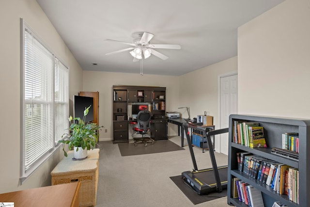 4 Jester Ct, Simpsonville, SC 29681 - exercise area with a ceiling fan and carpet flooring