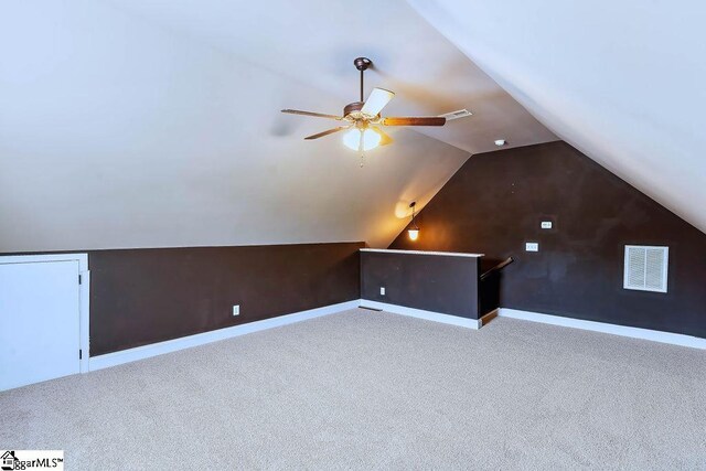 30 Caperton Way, Greer, SC 29651 - bonus room with carpet floors, vaulted ceiling, ceiling fan, and baseboards