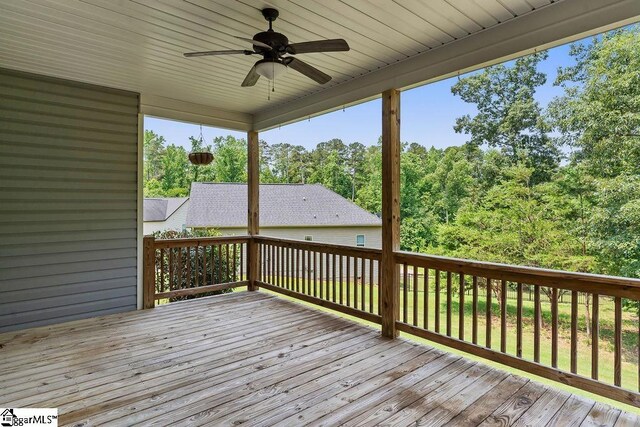 30 Caperton Way, Greer, SC 29651 - wooden deck featuring a ceiling fan