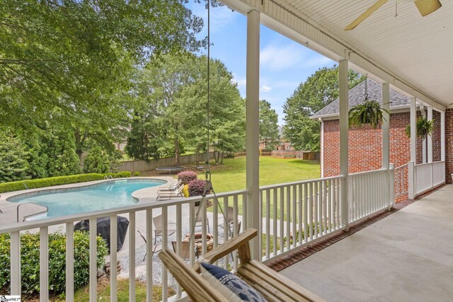 5 Fife Ct, Simpsonville, SC 29681 - balcony with ceiling fan, view of pool area, and a patio
