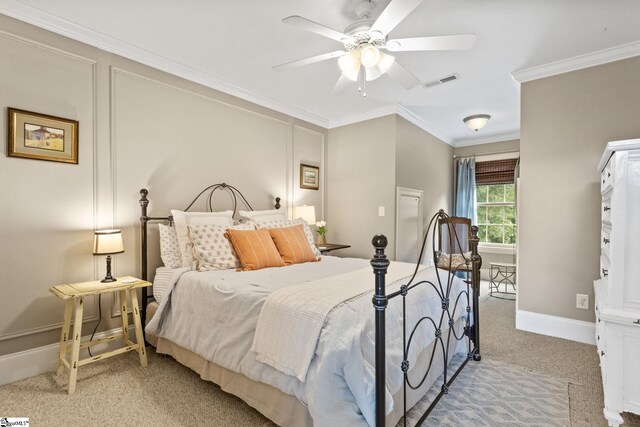 5 Fife Ct, Simpsonville, SC 29681 - carpeted bedroom featuring ornamental molding, baseboards, and a ceiling fan