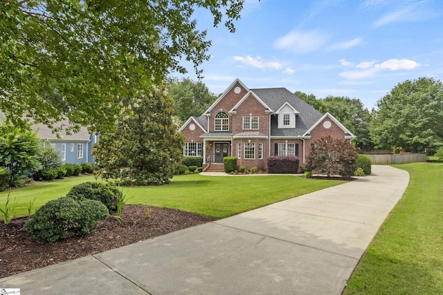 5 Fife Ct, Simpsonville, SC 29681 - traditional home featuring brick siding, a front yard, and concrete driveway