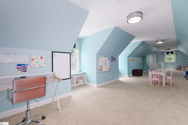 6 Terrapin Trl, Taylors, SC 29687 - playroom with lofted ceiling, carpet, and baseboards