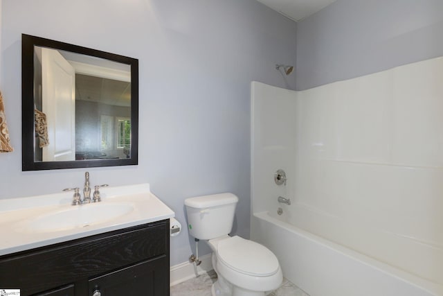 6 Terrapin Trl, Taylors, SC 29687 - full bath with vanity, toilet, washtub / shower combination, baseboards, and marble finish flooring