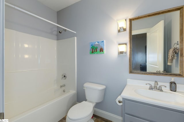 6 Terrapin Trl, Taylors, SC 29687 - bathroom with vanity, toilet, bathtub / shower combination, and baseboards