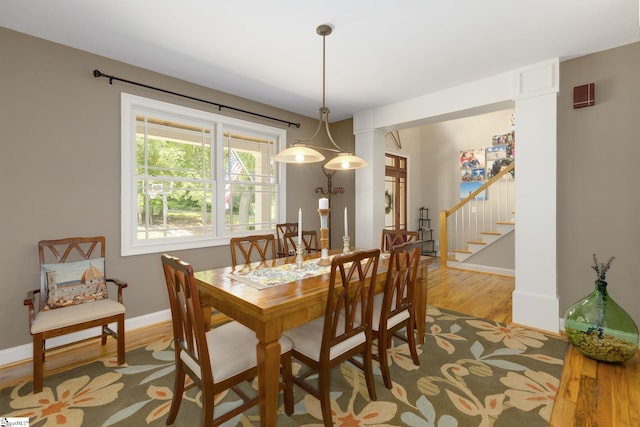 6 Terrapin Trl, Taylors, SC 29687 - dining space with light wood finished floors, stairway, and baseboards