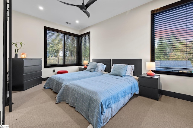128 Sanctuary Ln, Taylors, SC 29687 - bedroom featuring carpet flooring, recessed lighting, ceiling fan, and baseboards