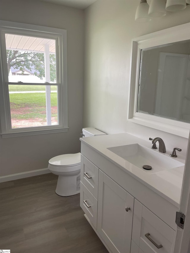 400 Mason Rd, Inman, SC 29349 - bathroom with vanity, wood finished floors, toilet, and baseboards