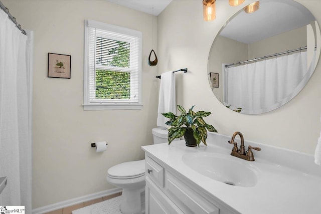 16 Chariot Ln, Simpsonville, SC 29681 - full bath featuring vanity, toilet, tile patterned floors, baseboards, and curtained shower