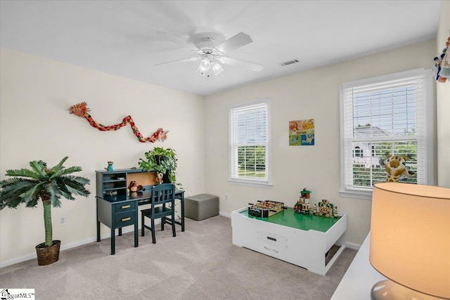 16 Chariot Ln, Simpsonville, SC 29681 - recreation room featuring ceiling fan, healthy amount of natural light, carpet floors, and baseboards