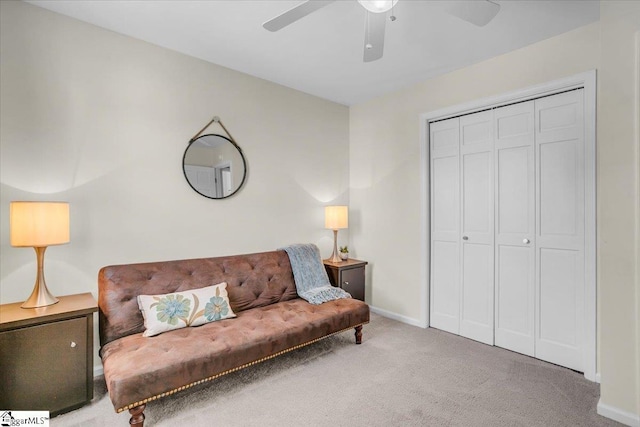 16 Chariot Ln, Simpsonville, SC 29681 - sitting room featuring ceiling fan, carpet floors, and baseboards