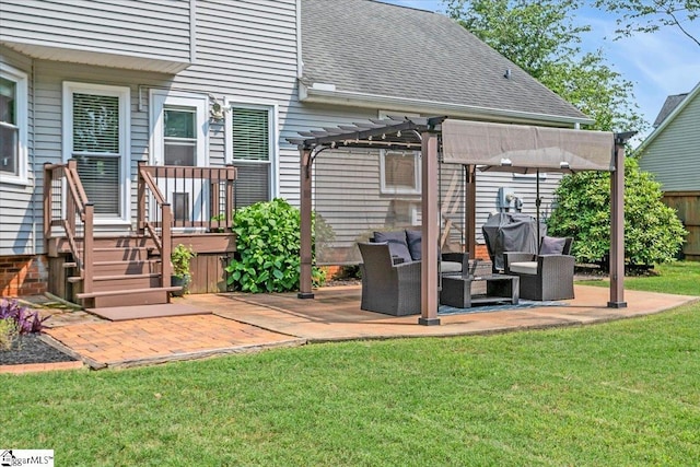16 Chariot Ln, Simpsonville, SC 29681 - wooden terrace featuring an outdoor living space, a pergola, and a patio area