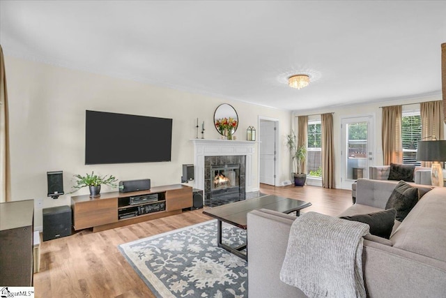 16 Chariot Ln, Simpsonville, SC 29681 - living room with wood finished floors, a fireplace, and ornamental molding