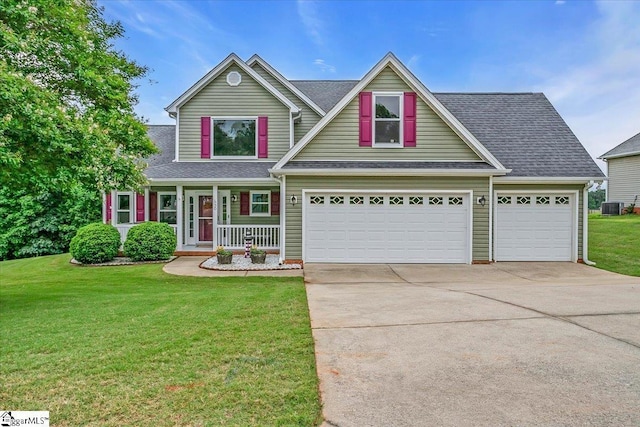 30 Chalice Hill Ln, Travelers Rest, SC 29690 - traditional-style house featuring a porch, driveway, central AC, and a front lawn