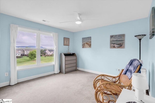 30 Chalice Hill Ln, Travelers Rest, SC 29690 - sitting room featuring light colored carpet, baseboards, and a ceiling fan