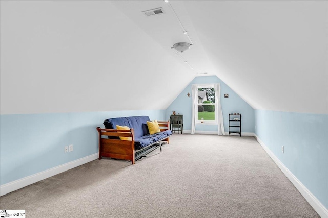 30 Chalice Hill Ln, Travelers Rest, SC 29690 - living area featuring carpet floors, vaulted ceiling, and baseboards