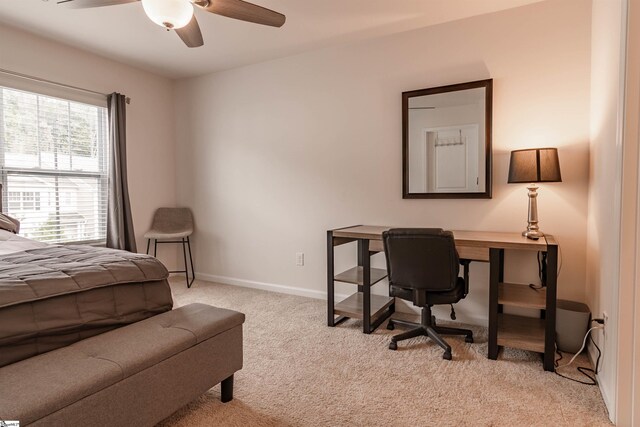 304 Oakmont Valley Trl, Seneca, SC 29678 - bedroom with light colored carpet, an office area, baseboards, and ceiling fan