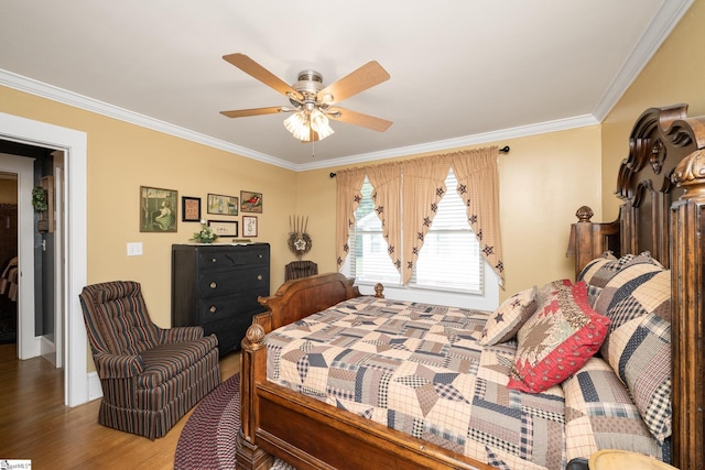 201 W Highland Ave, Anderson, SC 29625 - bedroom with ornamental molding, wood finished floors, baseboards, and ceiling fan