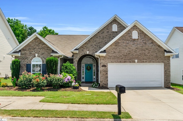 101 Peaks Ct, Taylors, SC 29687 - traditional home featuring brick siding, concrete driveway, and an attached garage