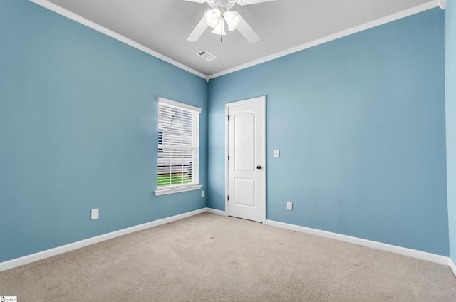 101 Peaks Ct, Taylors, SC 29687 - carpeted spare room with ornamental molding, baseboards, and a ceiling fan