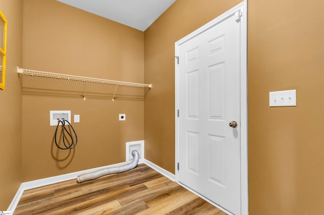 101 Peaks Ct, Taylors, SC 29687 - washroom featuring hookup for a washing machine, hookup for an electric dryer, wood finished floors, and baseboards