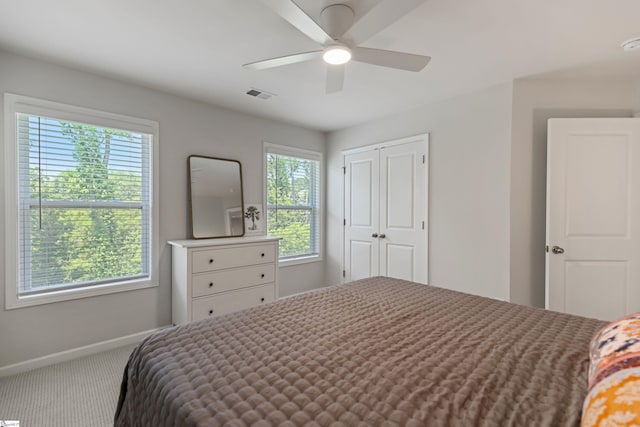 712 Paxton Rose Dr, Greer, SC 29650 - bedroom featuring carpet, baseboards, a closet, and ceiling fan
