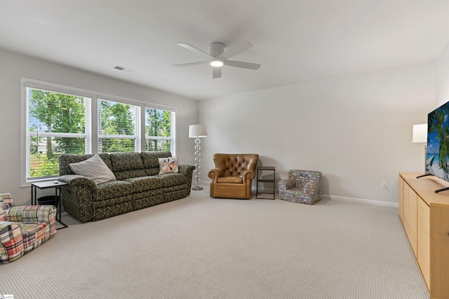 712 Paxton Rose Dr, Greer, SC 29650 - carpeted living area with ceiling fan and baseboards