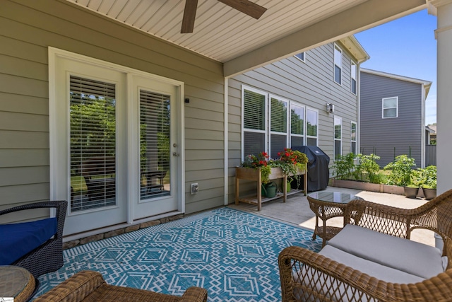 712 Paxton Rose Dr, Greer, SC 29650 - view of patio / terrace with a ceiling fan and area for grilling