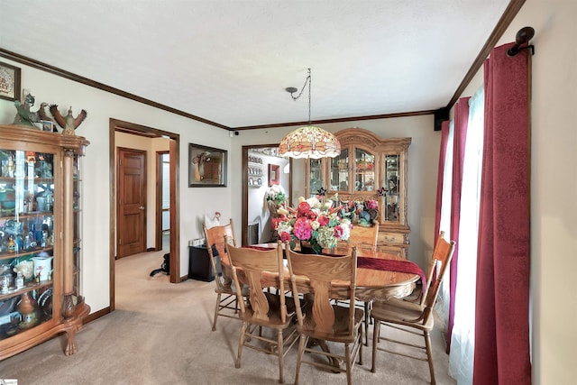 101 Myrtle St, Lavonia, GA 30553 - dining space featuring light carpet, ornamental molding, baseboards, and a chandelier