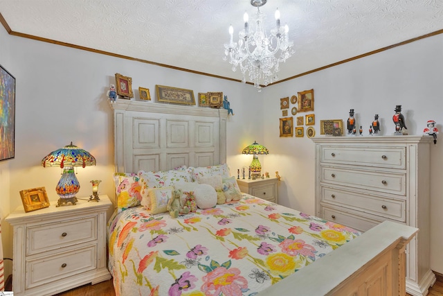 101 Myrtle St, Lavonia, GA 30553 - bedroom with a chandelier, crown molding, and a textured ceiling