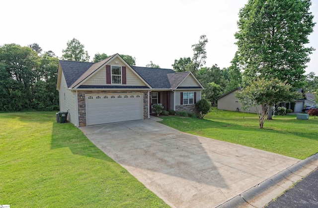 314 Hallie Olivia Dr, Inman, SC 29349 - view of front of house with stone siding, concrete driveway, and a front lawn